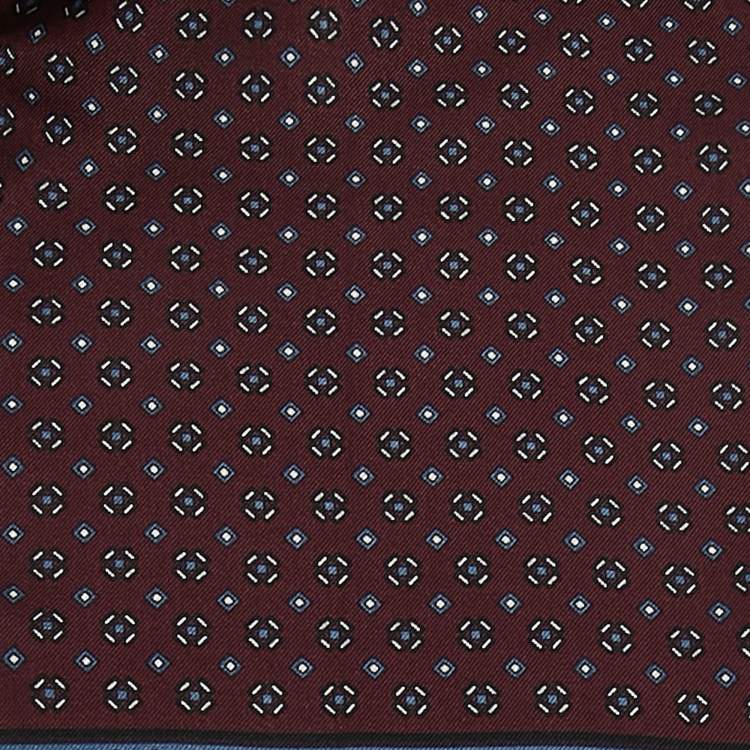 Pre Owned Dolce & Gabbana Burgundy Printed Silk Fringed Silk 