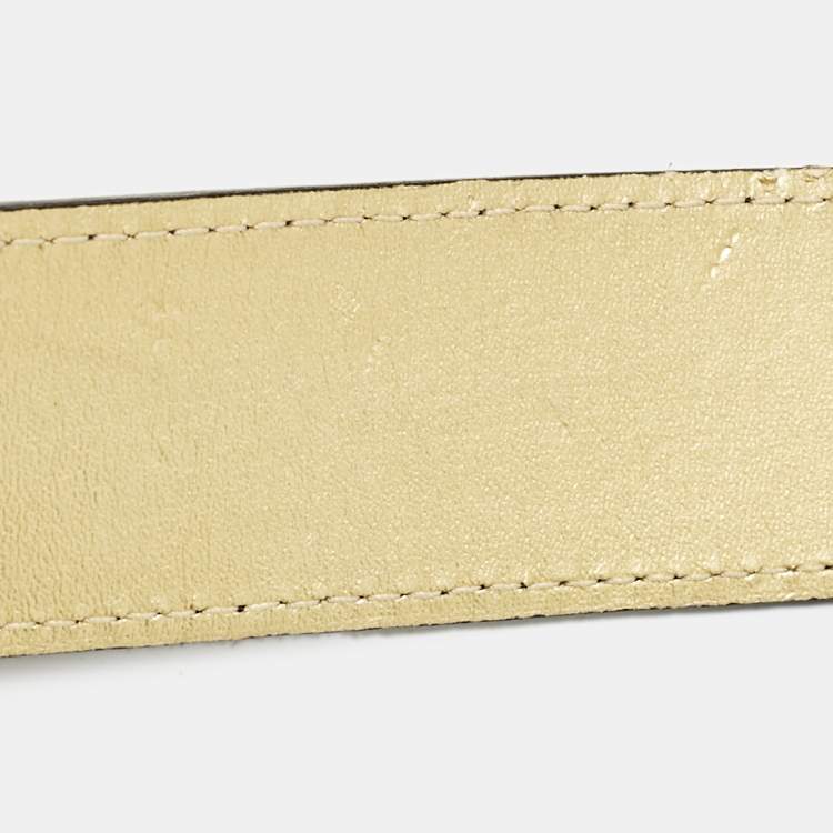 Pre Owned D&G Black Snake Embossed Leather DG Crystals Embellished Belt 105