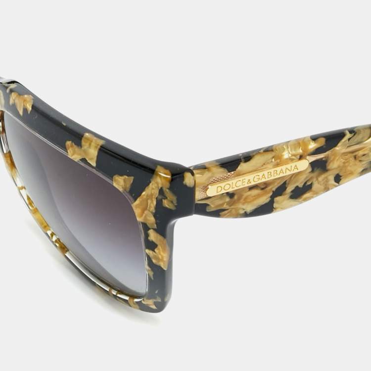 Pre Owned Dolce and Gabbana Black/Gold Gradient DG 4197 Square Sunglasses