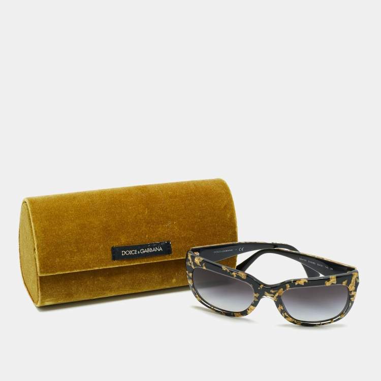 Pre Owned Dolce and Gabbana Black/Gold Gradient DG 4197 Square Sunglasses