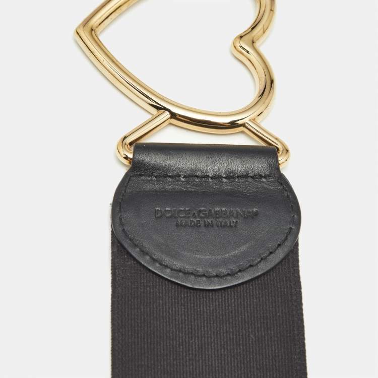 Pre Owned Dolce & Gabbana Multicolor Elastic Band and Leather Heart Buckle Belt 85CM