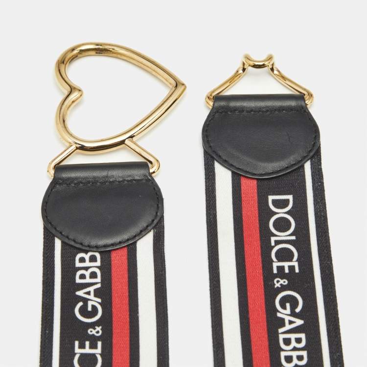 Pre Owned Dolce & Gabbana Multicolor Elastic Band and Leather Heart Buckle Belt 85CM