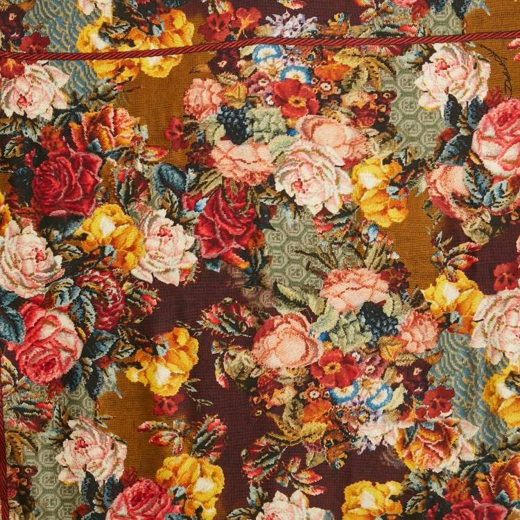 Pre Owned Dolce & Gabbana Multicolor Floral Print Silk Scarf