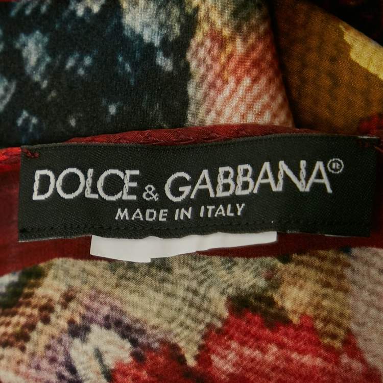 Pre Owned Dolce & Gabbana Multicolor Floral Print Silk Scarf