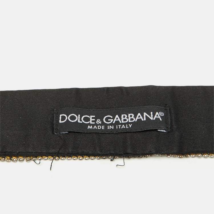 Pre Owned Dolce & Gabbana Black Crystal Logo Waist Belt