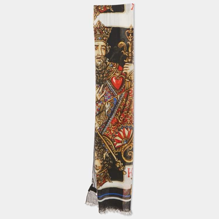 Pre Owned Dolce & Gabbana Multicolor King Of Heart Print Modal Stole 
