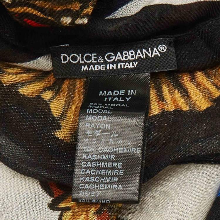 Pre Owned Dolce & Gabbana Multicolor King Of Heart Print Modal Stole 