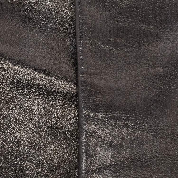 Pre Owned Dolce & Gabbana Black Leather Glove Hem Bandeau Scarf