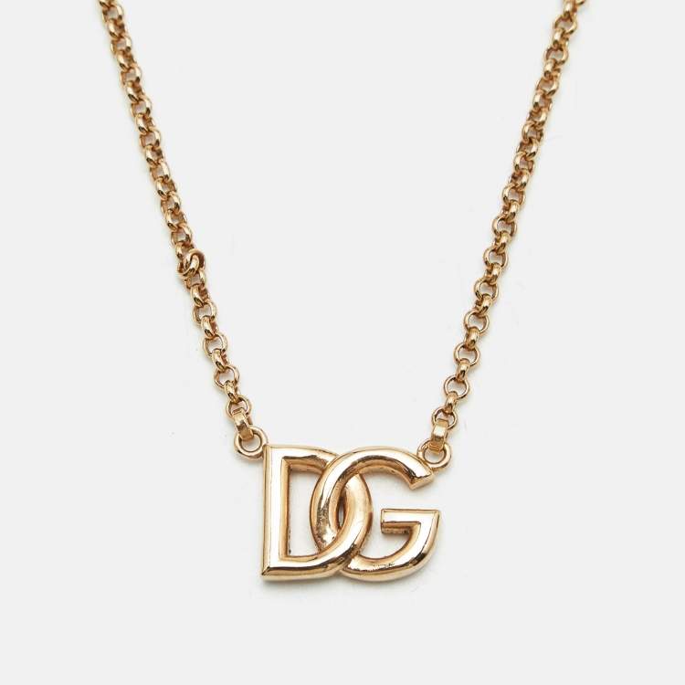 Pre Owned Dolce & Gabbana DG Logo Gold Tone Necklace