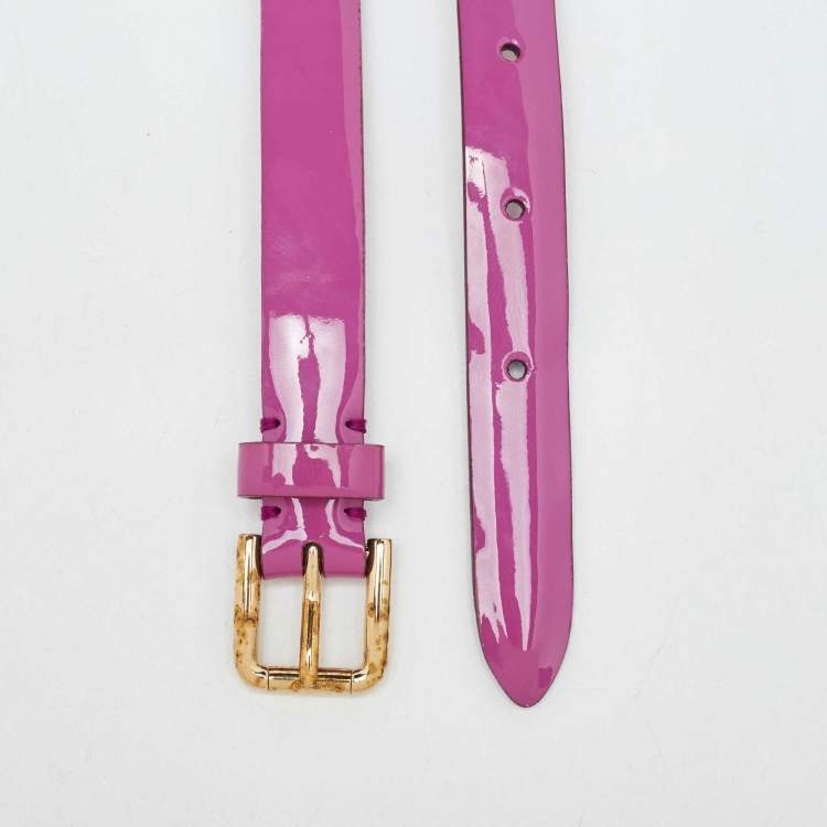 Pre Owned Dolce & Gabbana Purple Patent Leather Crystal Embellished Chain Waist Belt 80CM