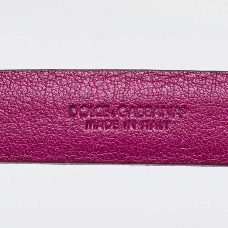 Pre Owned Dolce & Gabbana Purple Patent Leather Crystal Embellished Chain Waist Belt 80CM
