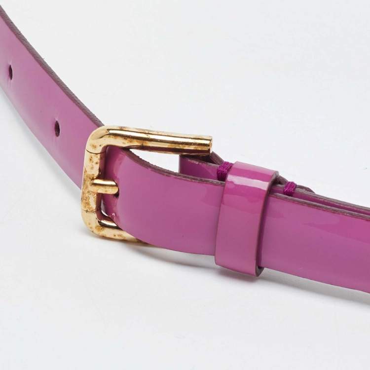 Pre Owned Dolce & Gabbana Purple Patent Leather Crystal Embellished Chain Waist Belt 80CM