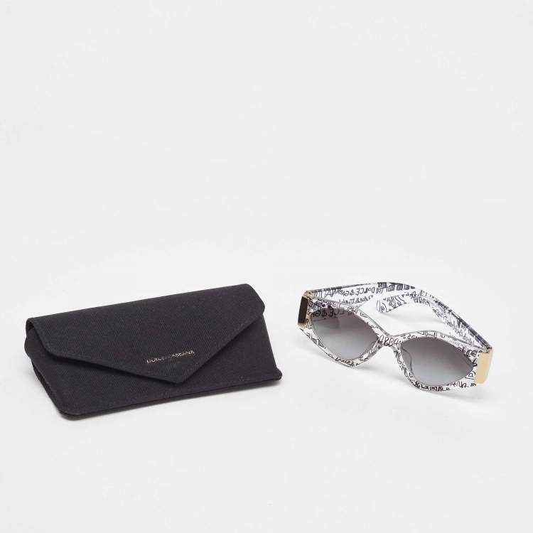 Pre Owned Dolce & Gabbana Grey Gradient 4396 F Printed Frame Cat Eye Sunglasses