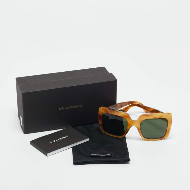 Pre Owned Dolce & Gabbana Tortoise Brown DG4310 Frame Square Sunglasses