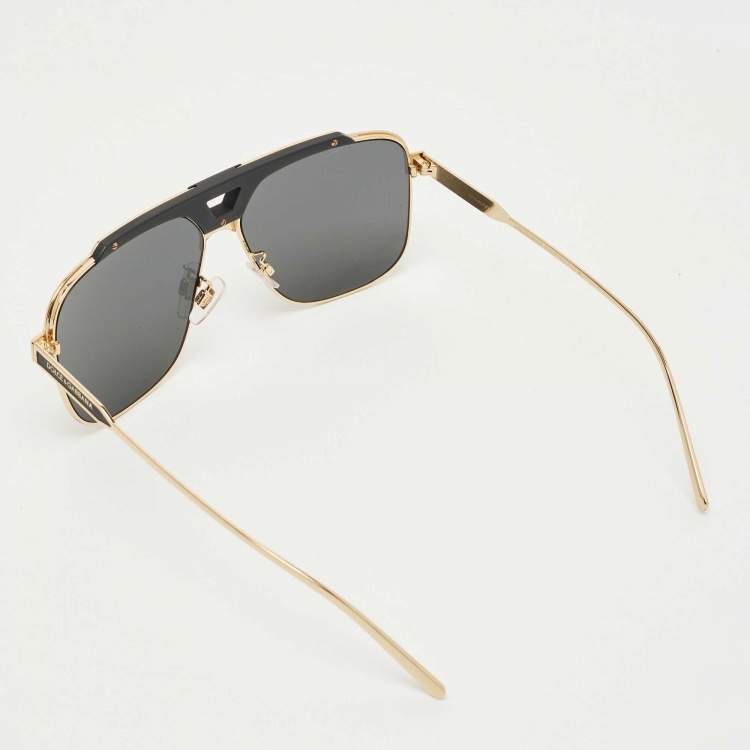 Pre Owned Dolce & Gabbana Black/Gold Tone DG2256 Square Sunglasses