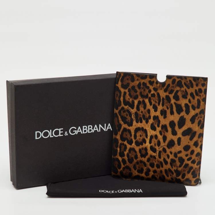 Pre Owned Dolce & Gabbana Brown Leopard Print Coated Canvas Ipad Case