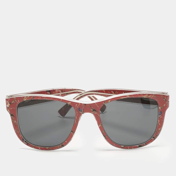 Pre Owned Dolce & Gabbana Red/Black Printed DG 4284 Square Sunglasses