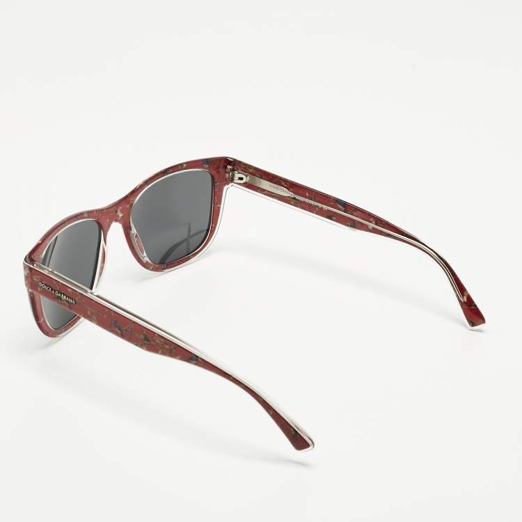 Pre Owned Dolce & Gabbana Red/Black Printed DG 4284 Square Sunglasses