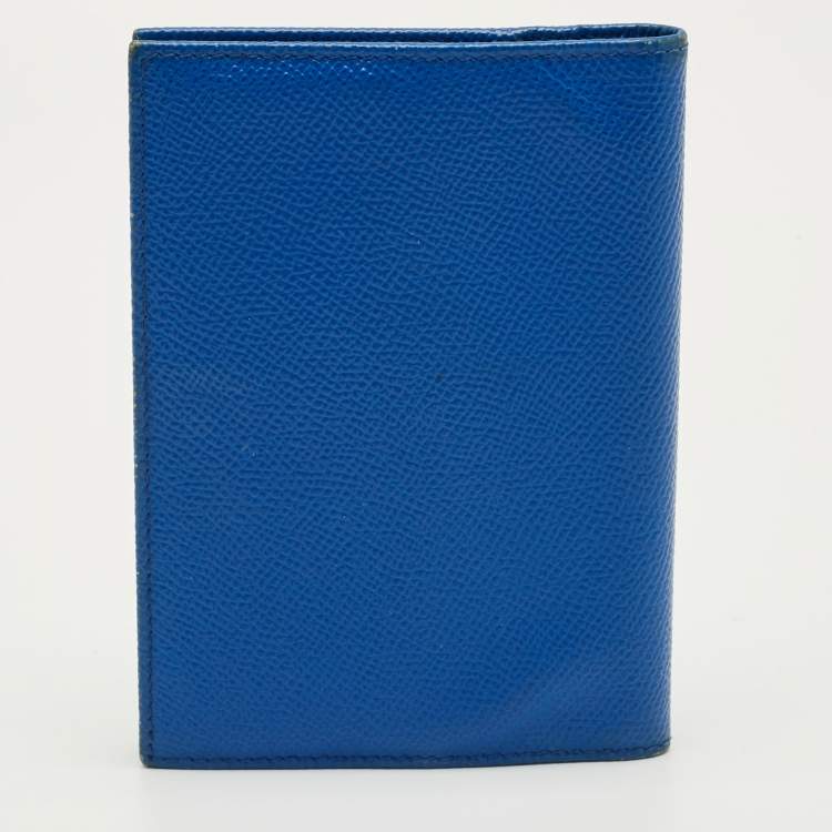 Pre Owned Dolce & Gabbana Blue Leather DG Crystals Bifold Passport Holder
