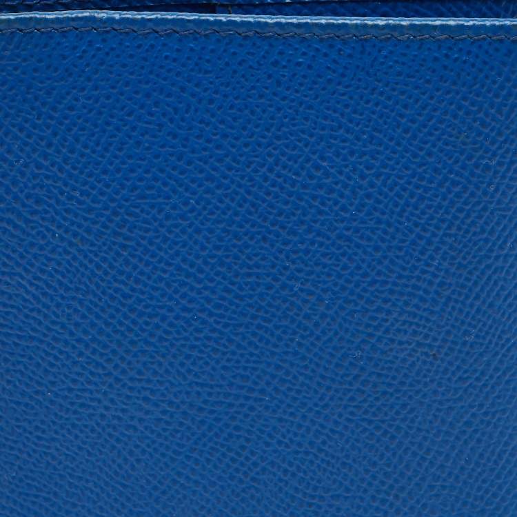 Pre Owned Dolce & Gabbana Blue Leather DG Crystals Bifold Passport Holder