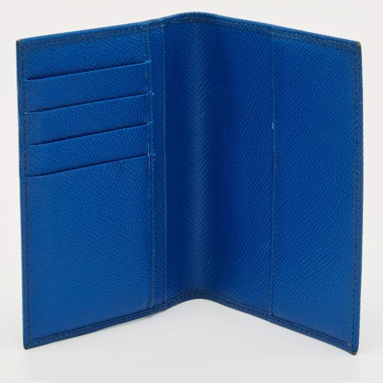 Pre Owned Dolce & Gabbana Blue Leather DG Crystals Bifold Passport Holder