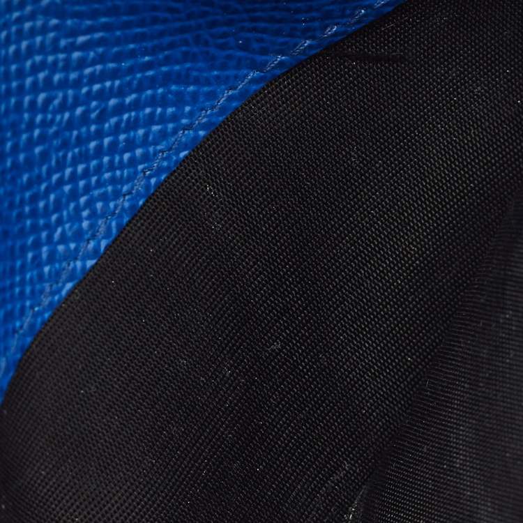 Pre Owned Dolce & Gabbana Blue Leather DG Crystals Bifold Passport Holder