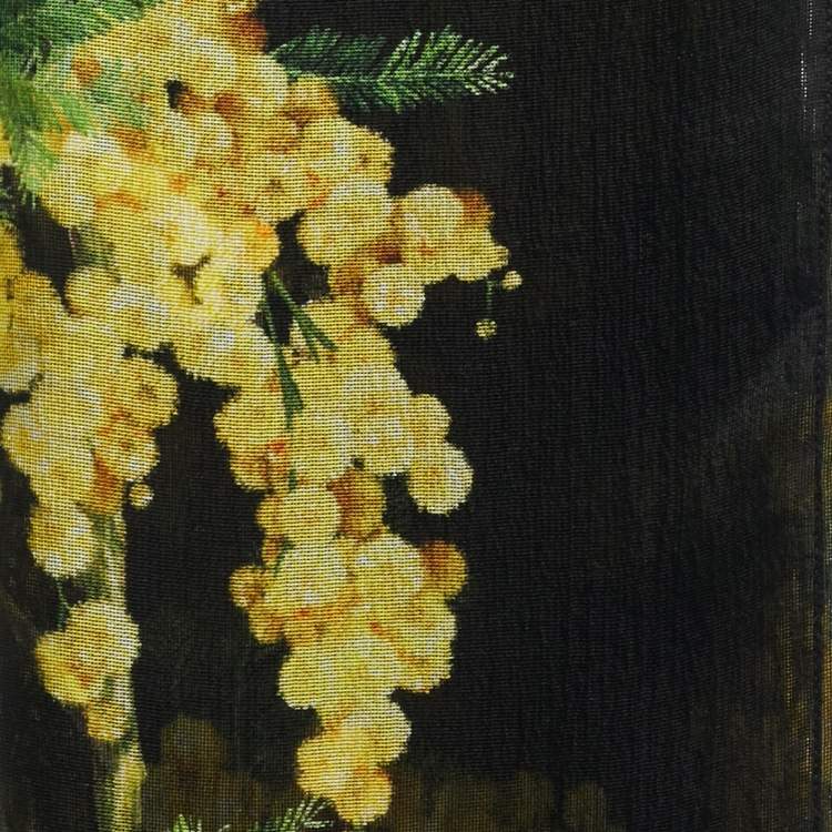 Pre Owned Dolce & Gabbana Black Floral Print Silk Scarf 