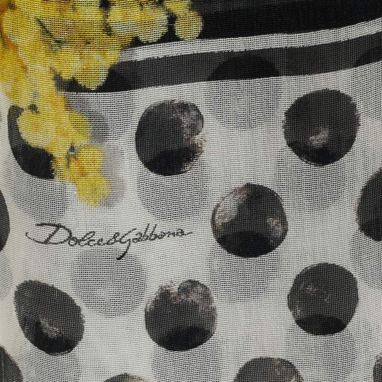 Pre Owned Dolce & Gabbana Black Floral Print Silk Scarf 