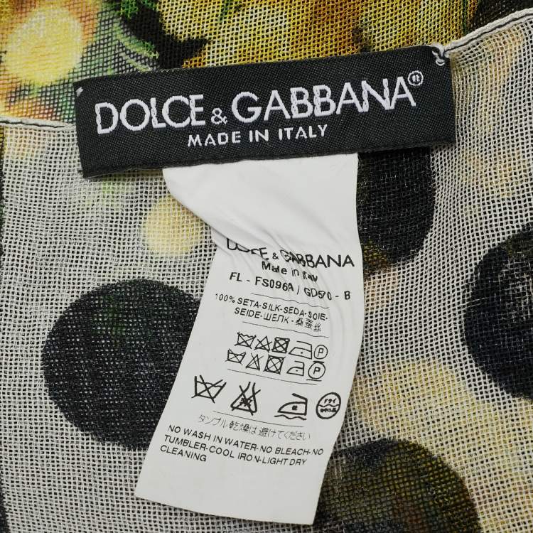 Pre Owned Dolce & Gabbana Black Floral Print Silk Scarf 