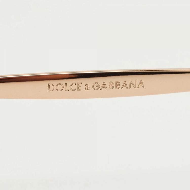 Pre Owned نظارة شمسية دولتشي أند غابانا كريستالز DG2170 B متدرجة ذهبية وردية دائريّة