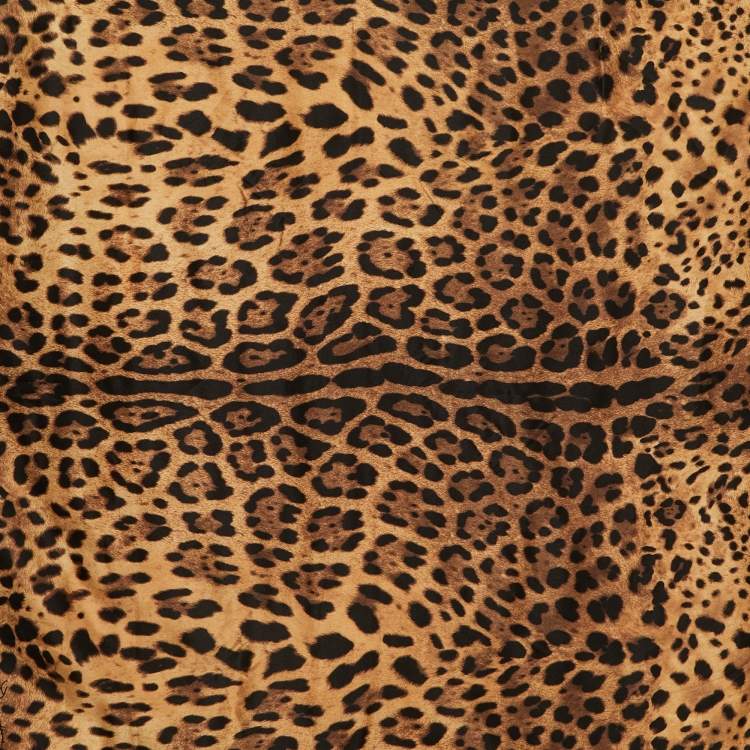Pre Owned Dolce & Gabbana Multicolor Leopard Print Silk Square Scarf