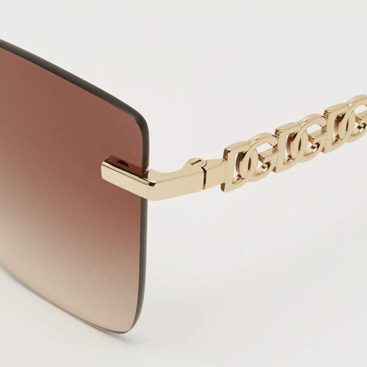 Pre Owned Dolce & Gabbana Tortoise Brown/Gold Tone Gradient DG2289 Butterfly Sunglasses