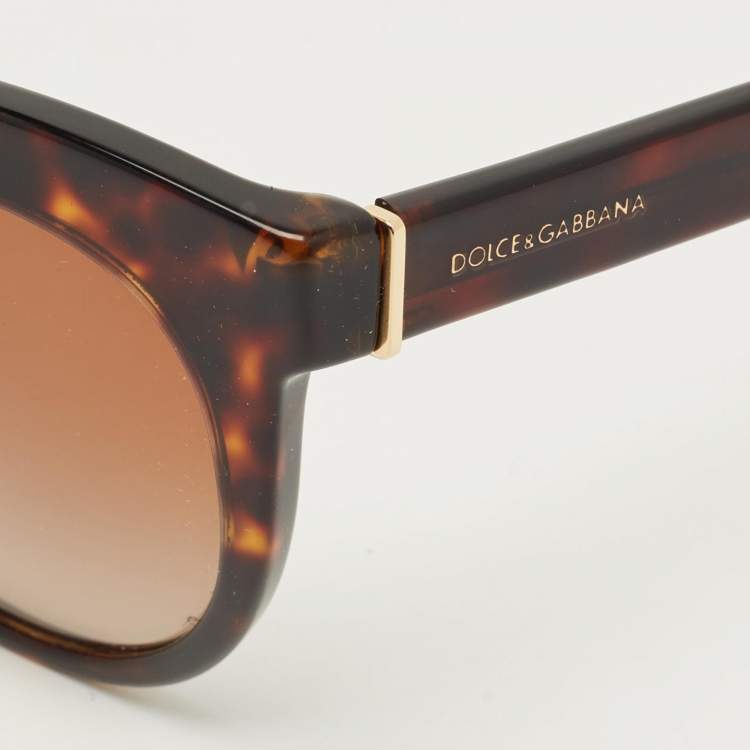 Pre Owned نظارة شمسية دولتشي أند غابانا عين القطة تدرج بني/بني سلحفاة DG4311