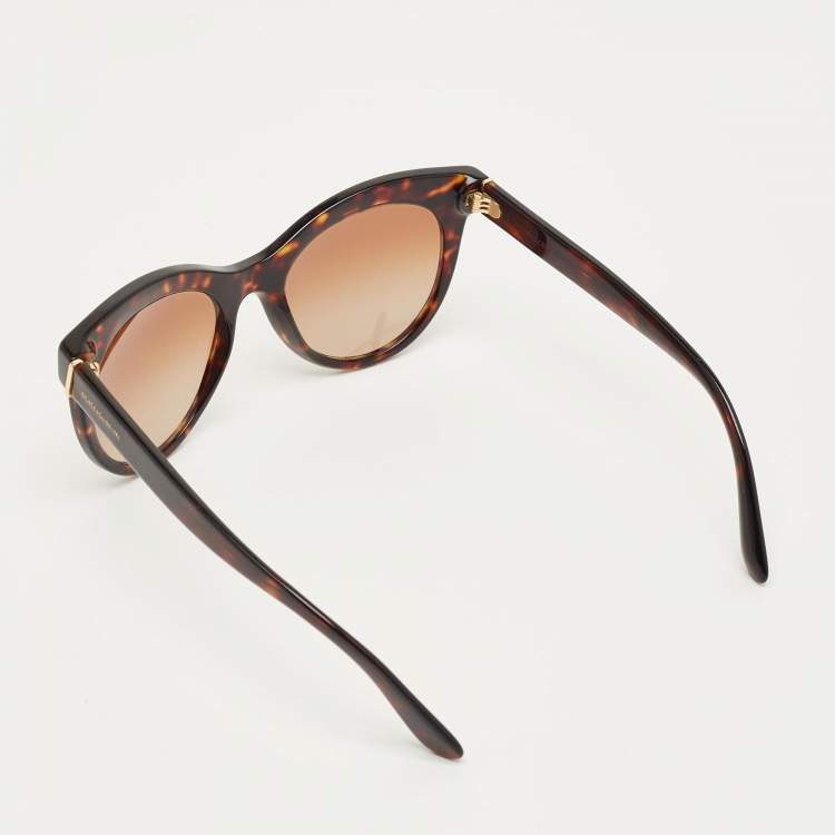 Pre Owned نظارة شمسية دولتشي أند غابانا عين القطة تدرج بني/بني سلحفاة DG4311