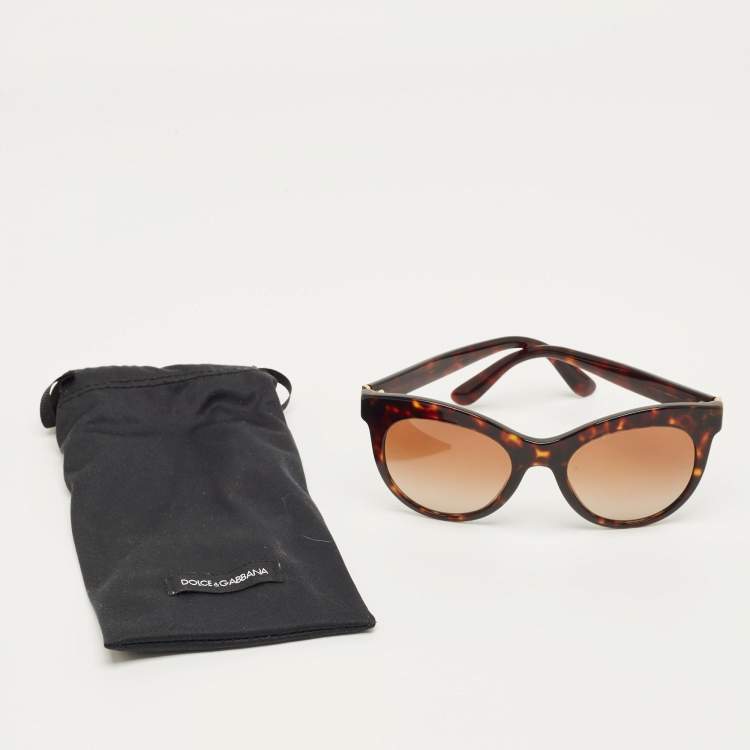 Pre Owned نظارة شمسية دولتشي أند غابانا عين القطة تدرج بني/بني سلحفاة DG4311