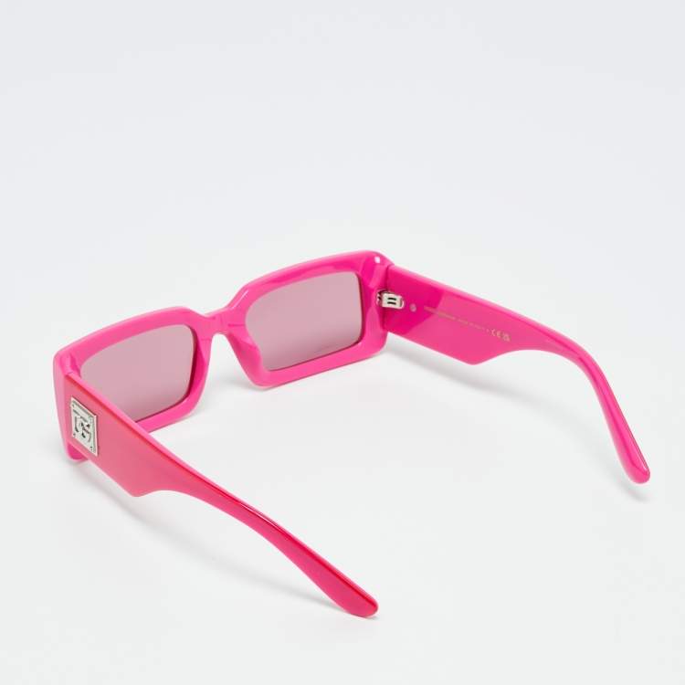 Pre Owned Dolce & Gabbana Pink DG4416 Logo Rectangle Sunglasses