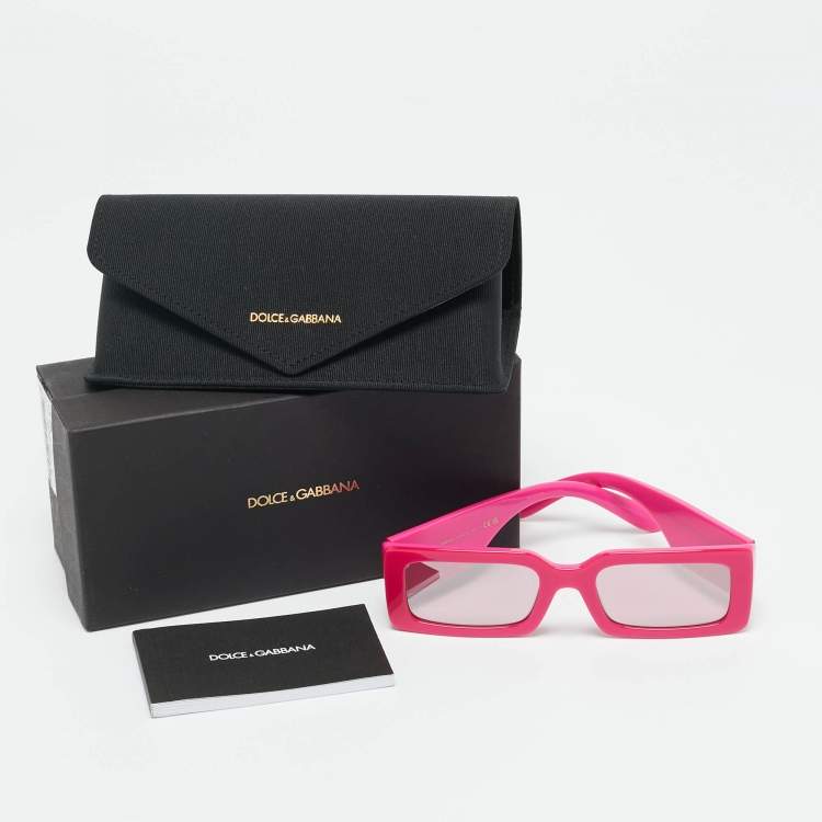 Pre Owned Dolce & Gabbana Pink DG4416 Logo Rectangle Sunglasses