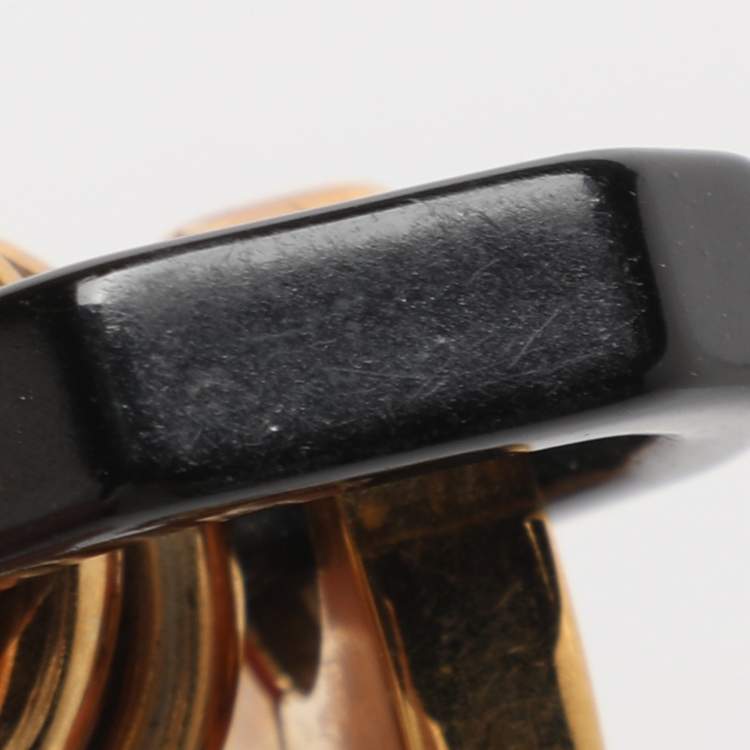 Pre Owned Dolce & Gabbana Black/Gold Tone Hardware and Resin Chain Waist Belt 75CM