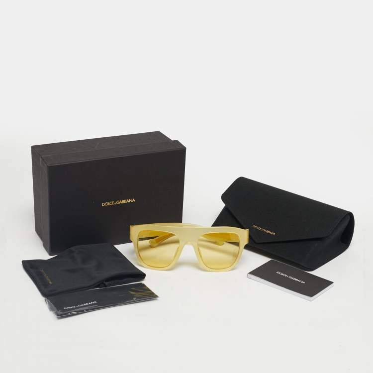 مملوكة مسبقًا نظارة شمسية دولتشي أند غابانا دي جي4398-إف صفراء مربعة