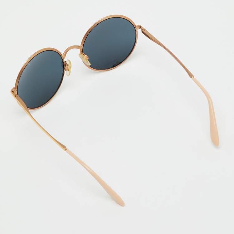 Pre Owned Dolce & Gabbana Peach/Black Mirrored DG2155 Round Sunglasses