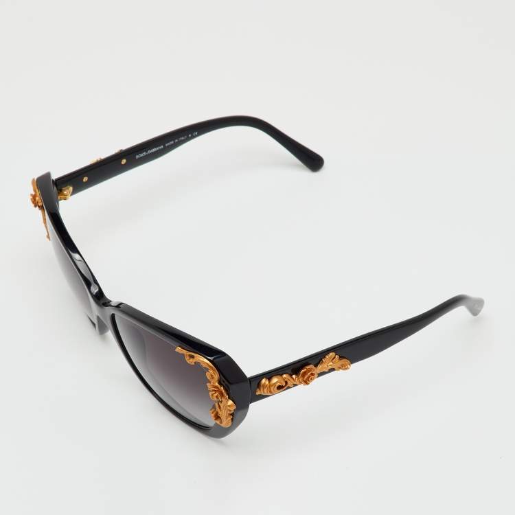 Pre Owned Dolce & Gabbana Black Gradient DG4167 Sicilian Baroque Sunglasses 