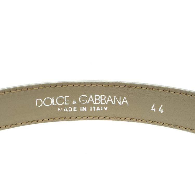 Pre Owned Dolce & Gabbana Beige Glazed Coated Canvas Rectangle Buckle Belt 80cm