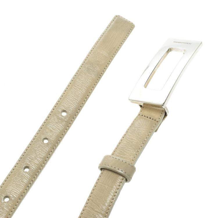 Pre Owned Dolce & Gabbana Beige Glazed Coated Canvas Rectangle Buckle Belt 80cm