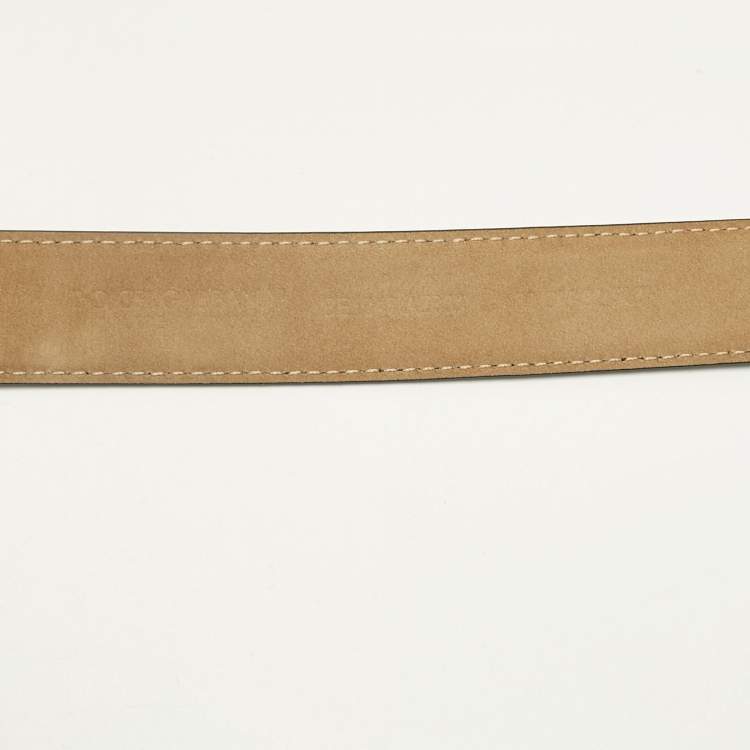 Pre Owned Dolce & Gabbana Black Leather DG Baroque Logo Belt 80CM