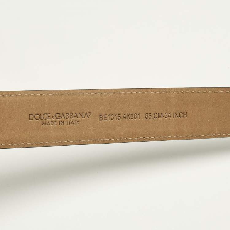 مملوكة مسبقًا حزام دولتشي آند غابانا إبزيم قلب التفاني جلد أسود 85 سم