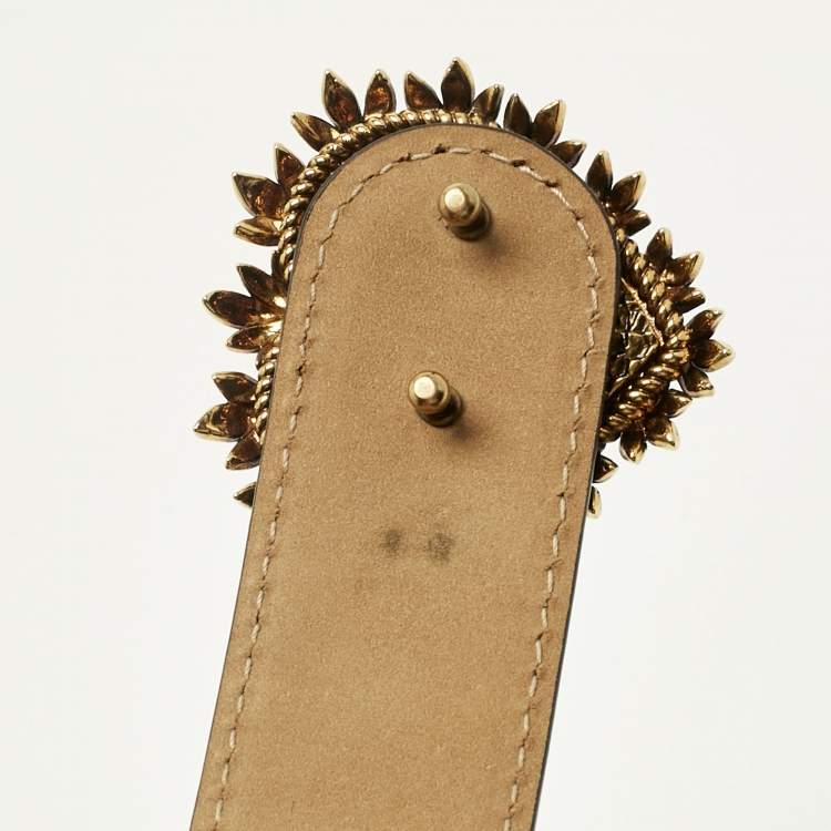 مملوكة مسبقًا حزام دولتشي آند غابانا إبزيم قلب التفاني جلد أسود 85 سم