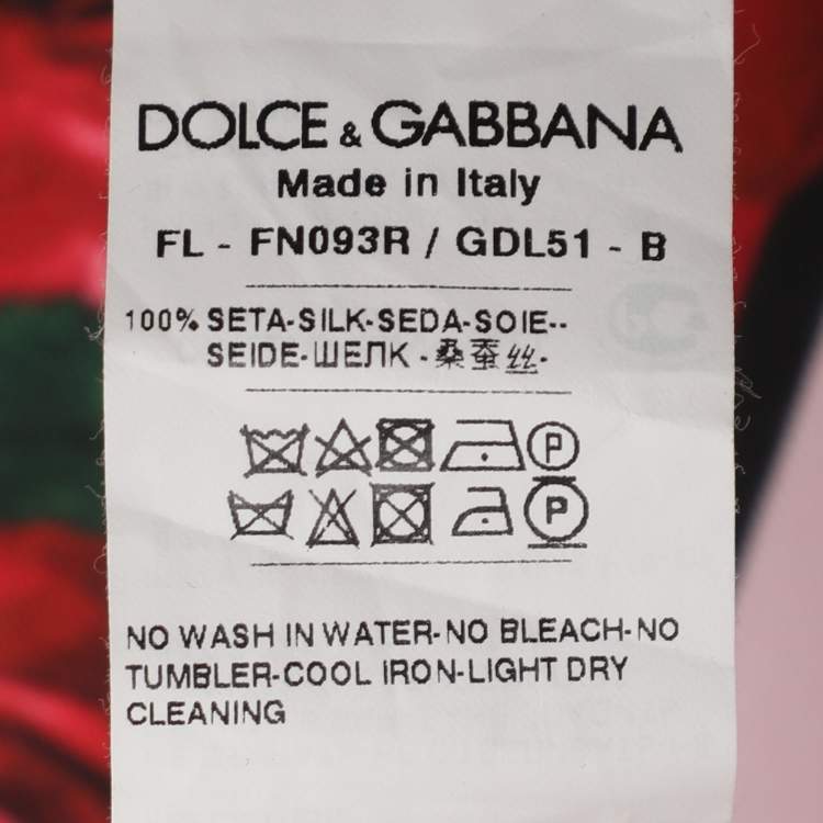 Pre Owned Dolce & Gabbana Red/Pink Printed Silk Handkerchief