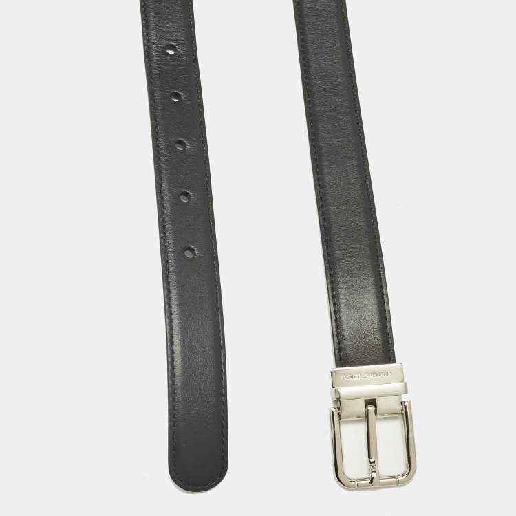 Pre Owned Dolce & Gabbana Black Leather Cut to Size Buckle Belt