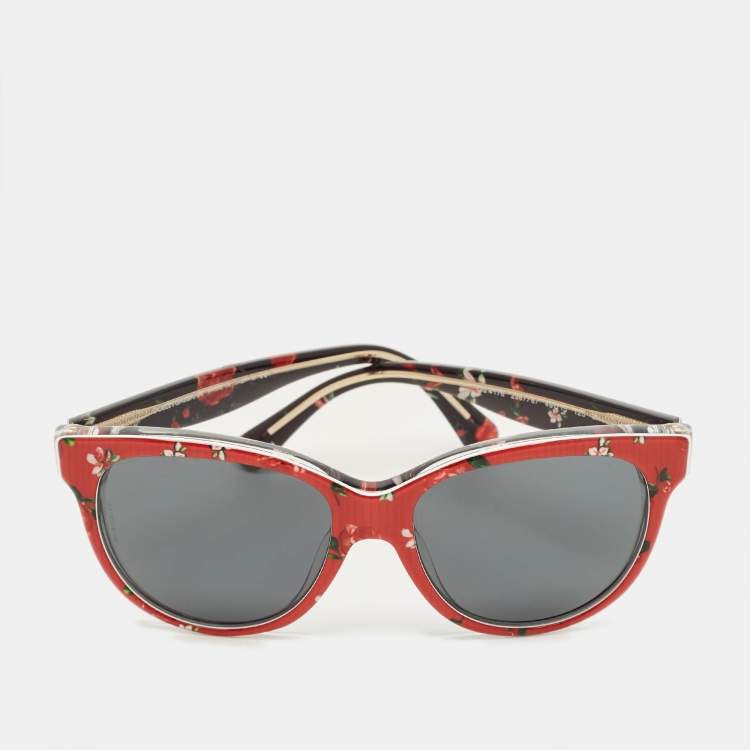 مملوكة مسبقًا Dolce & Gabbana Bambino Red/Black DG4176 Floral Frame Sunglasses
