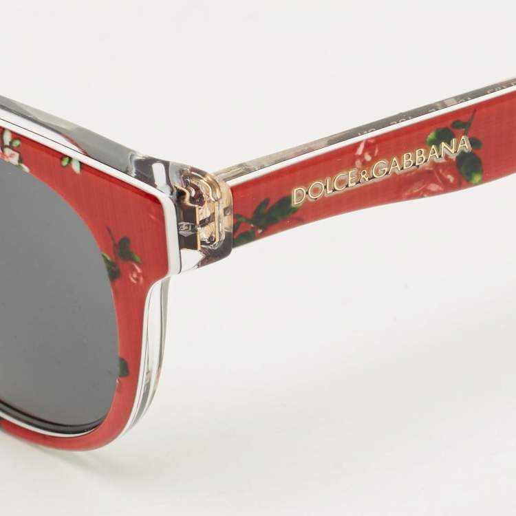 مملوكة مسبقًا Dolce & Gabbana Bambino Red/Black DG4176 Floral Frame Sunglasses
